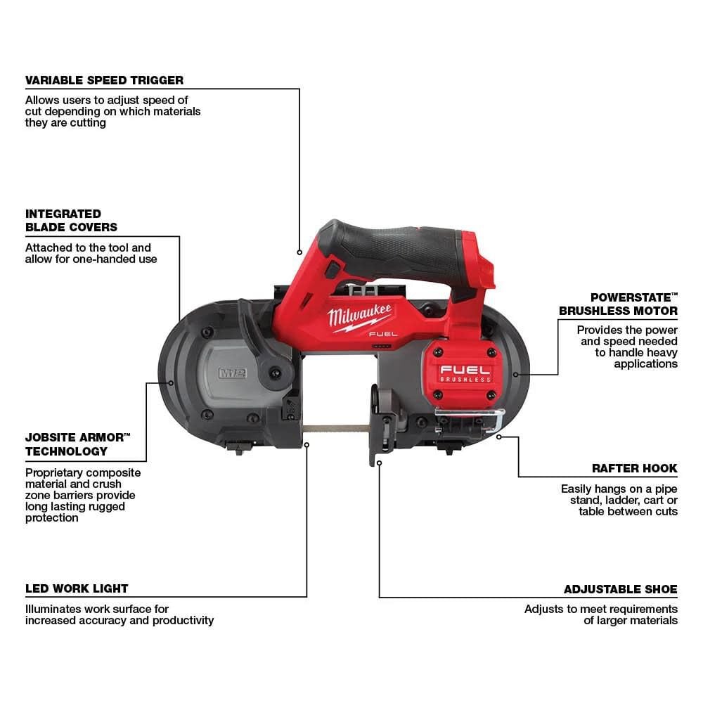 Milwaukee M12 Fuel Compact Band Saw Bare Tool 2529 20 - Image 2