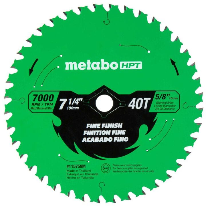 Metabo HPT Fine Finish 7-1/4 Inch 40-Tooth Saw Blade