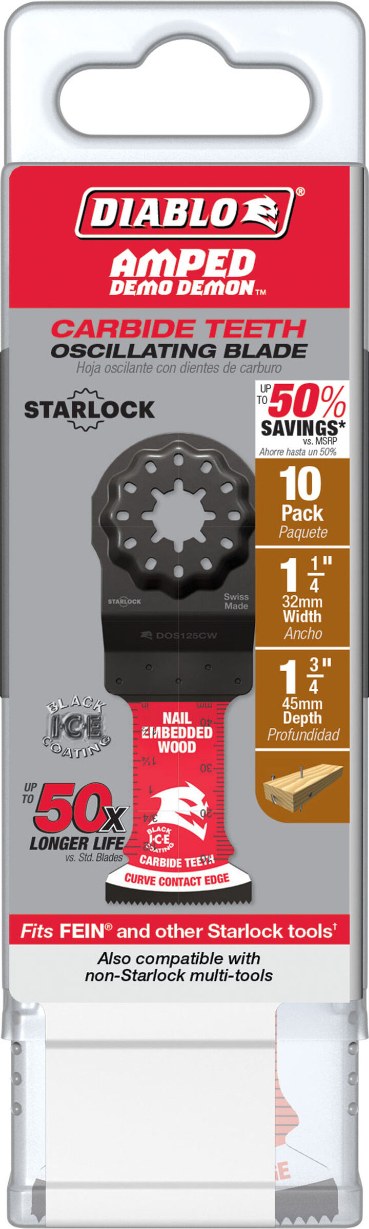 Diablo Tools 1-1/4in Starlock AMPED Carbide Teeth Oscillating Blades for Nail-Embedded, large image number 3