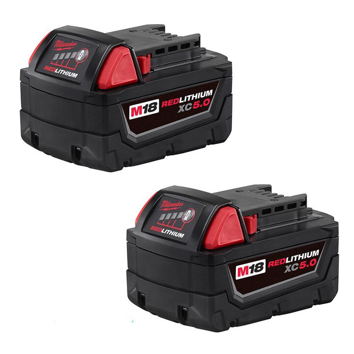 Milwaukee M18 REDLITHIUM XC 18V 5Ah Lithium Ion Power Tool Battery Pack with Fuel Indicator