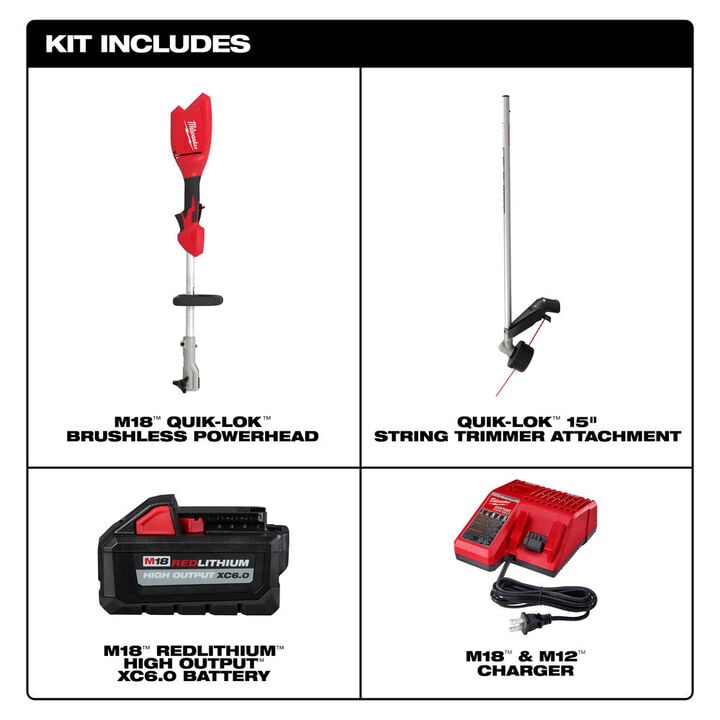 Milwaukee M18 QUIK-LOK Brushless 15 Inch String Trimmer Kit, large image number 2