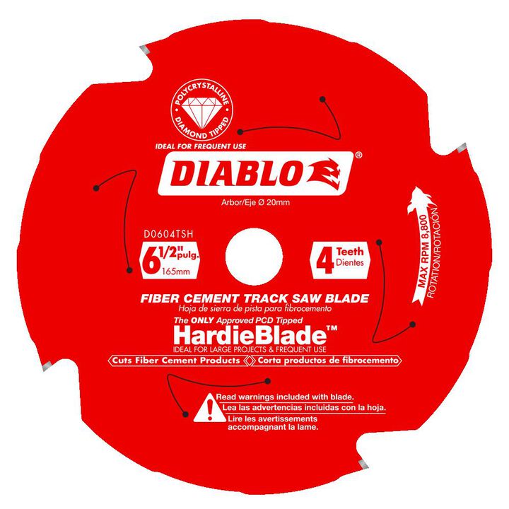 Diablo Tools 6-1/2 inch x 4 Tooth TCG PCD Lames Hardie & Fiber Cement Cutting Track Saw Blade with 20mm Arbor & 0.07 inch Kerf, large image number 0