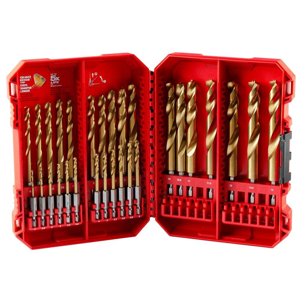 Milwaukee SHOCKWAVE Impact Duty RED HELIX Titanium Metric Drill Bit Set 29PC 48 89 4862 Acme Tools