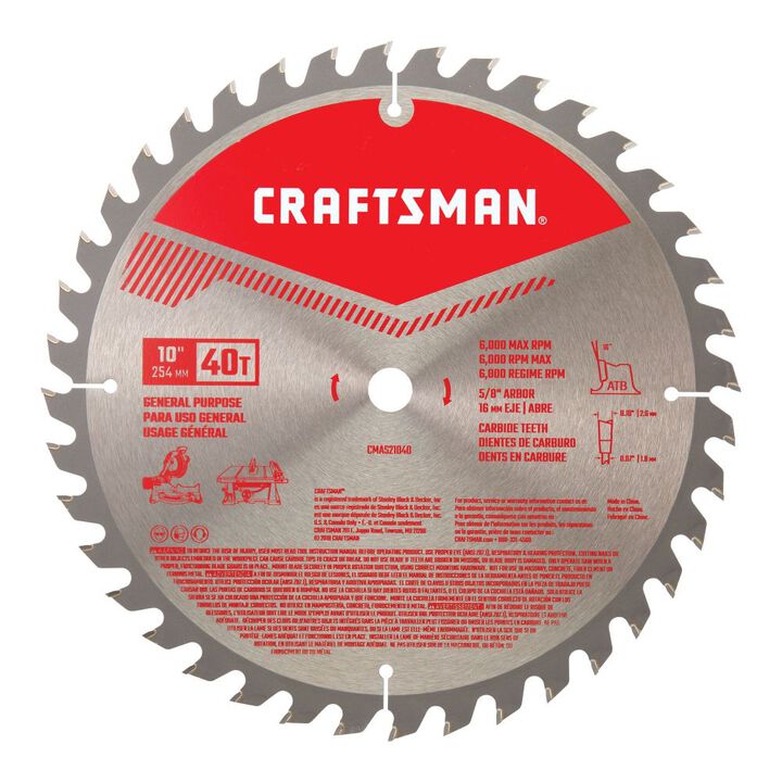 CRAFTSMAN 10 Inch 40T General Purpose Saw Blade, large image number 1