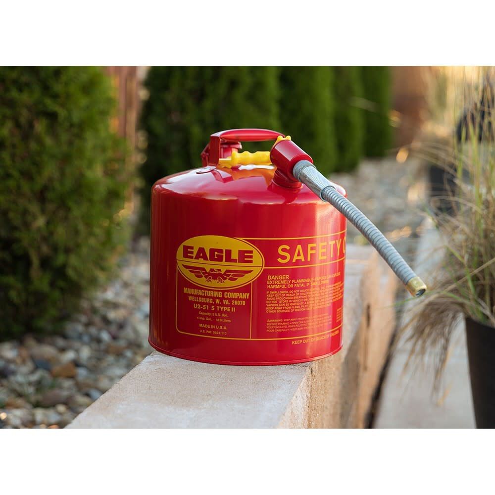 Eagle Manufacturing 5 Gallon Red Galvanized Steel Type II Safety Can with Metal Hose, large image number 8