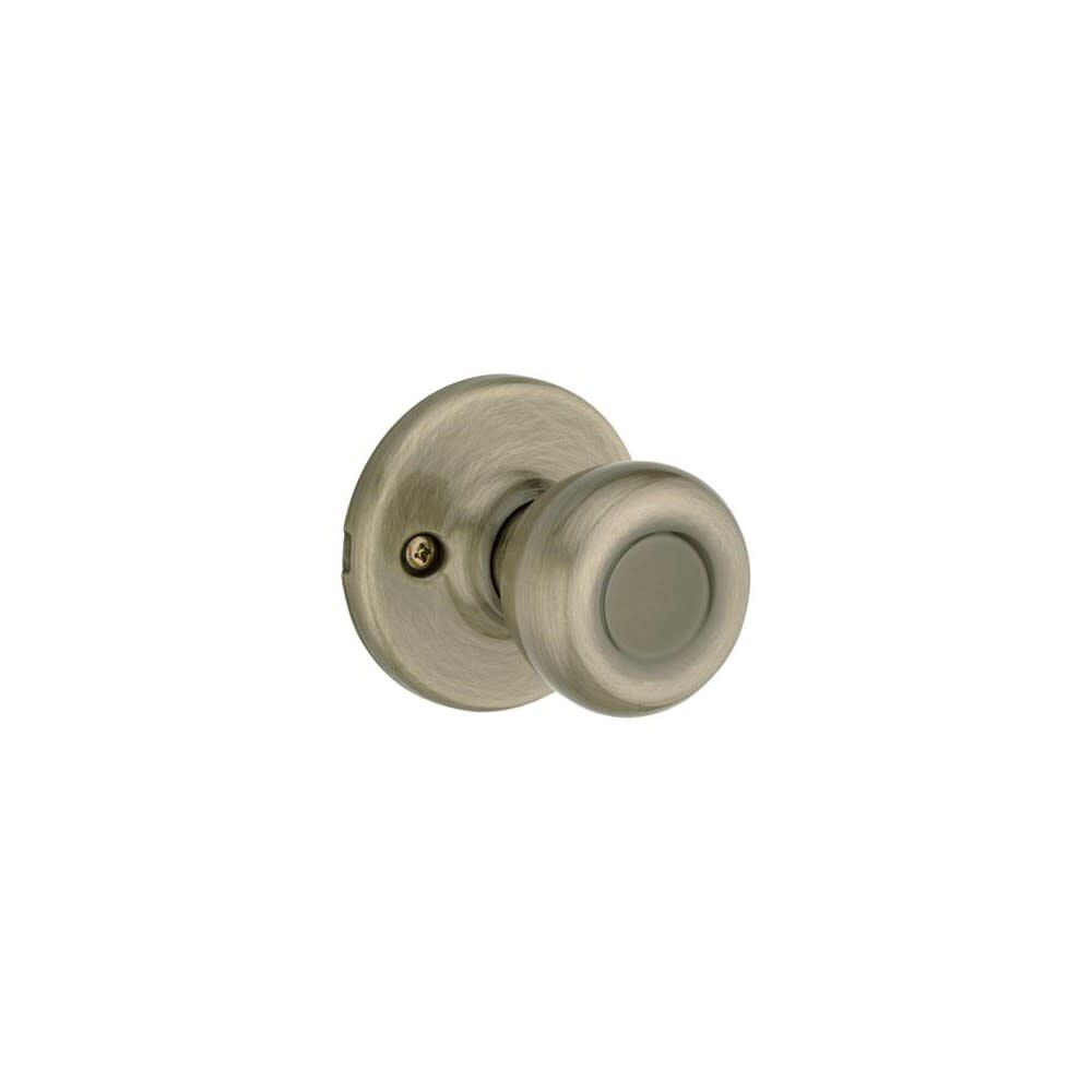 Kwikset Tylo Door Knob Antique Brass Hall & Closet Passage Round, large image number 2