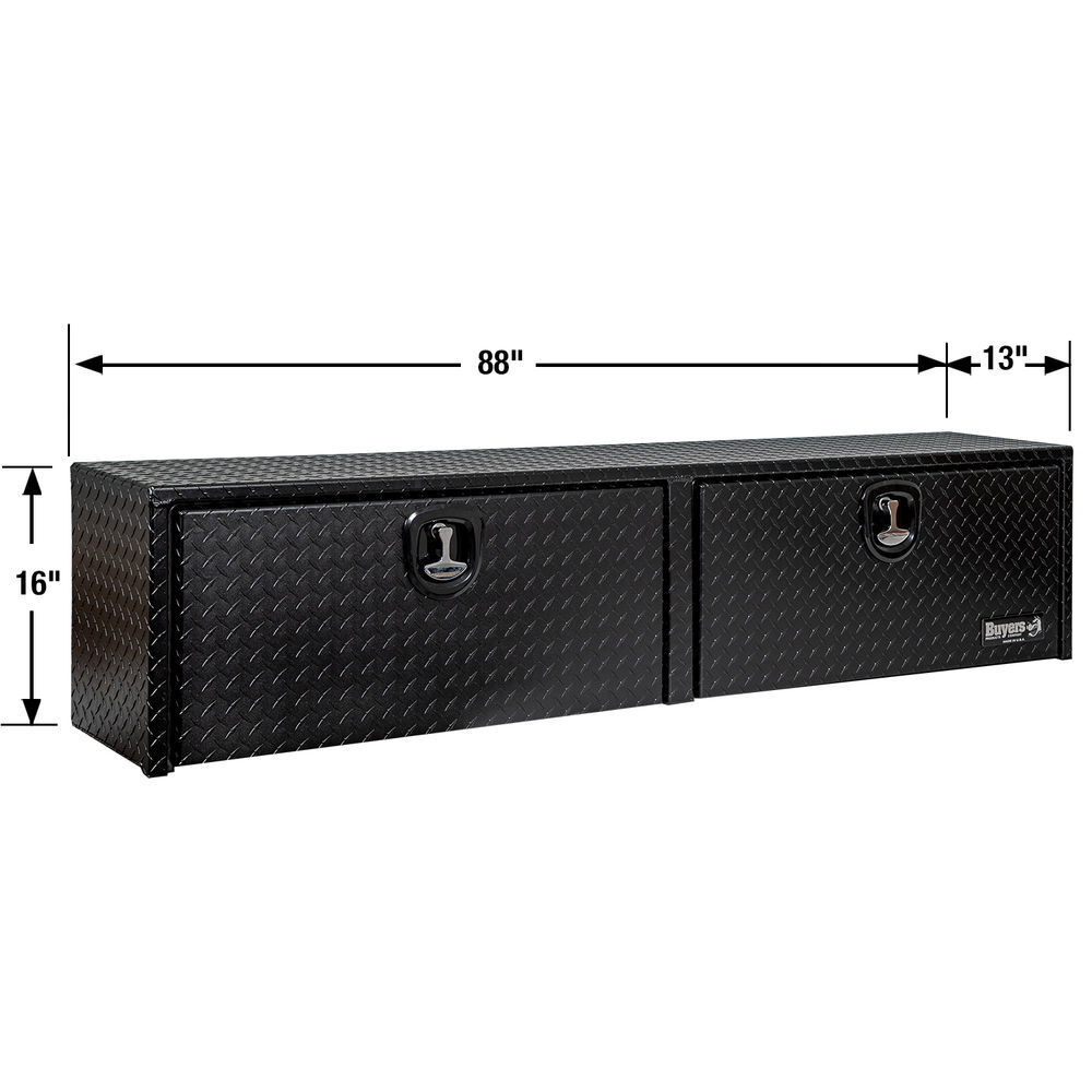 Buyers Products Company 16x13x88 Inch Gloss Black Diamond Tread Aluminum Topsider Truck Box, large image number 4