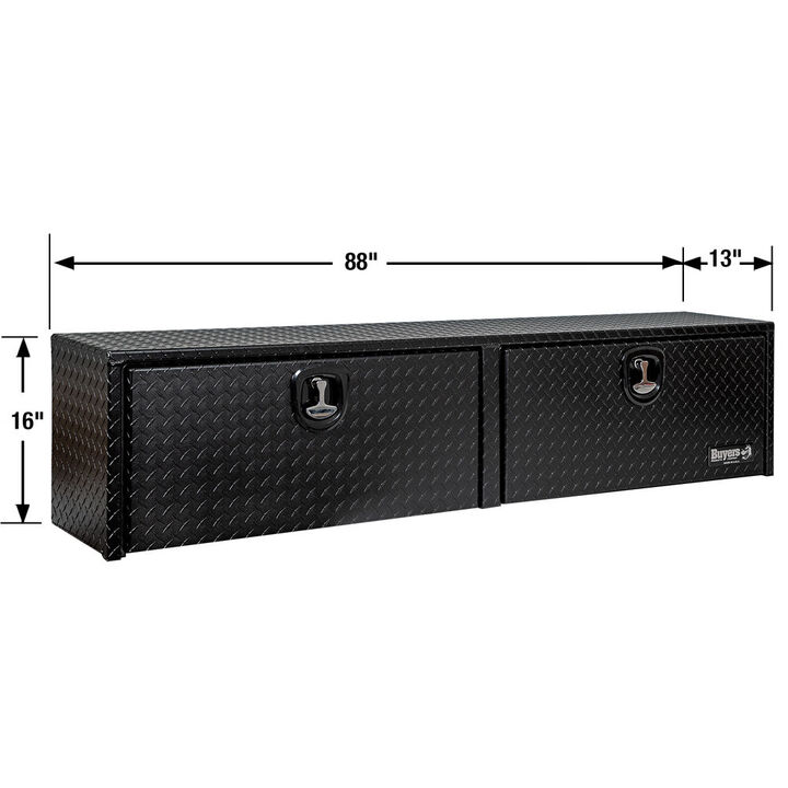 Buyers Products Company 16x13x88 Inch Gloss Black Diamond Tread Aluminum Topsider Truck Box, large image number 3