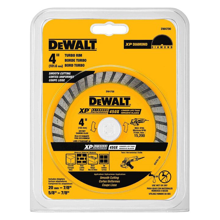 DEWALT XP 7 Inch Turbo Rim Diamond Blade for Fast Cutting in Concrete, Brick, Block, and Tile, large image number 2