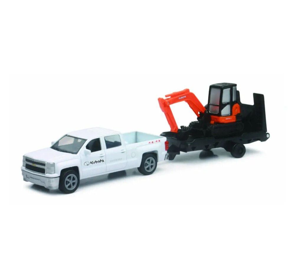 Kubota KX040 1:64 Scale Miniature Toy Pull-Back Excavator Set with Truck – 77700-08704