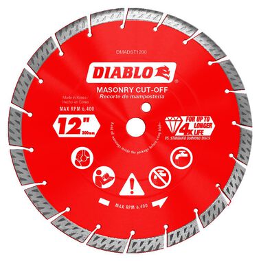Diablo Tools 12" Diamond Segmented Turbo Cut Off Discs for Masonry