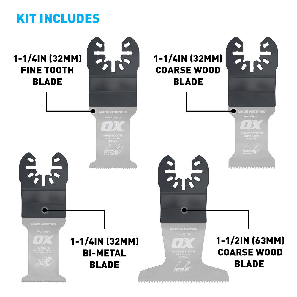 Ox Tools Pro Multi-Tool Blade Variety Pack 4 Pieces, large image number 2