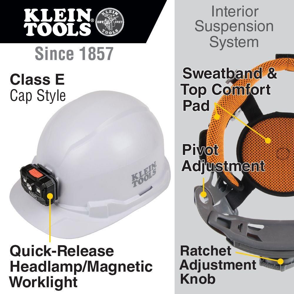 Klein Tools Non-Vented Hard Hat Cap with Headlamp, large image number 2