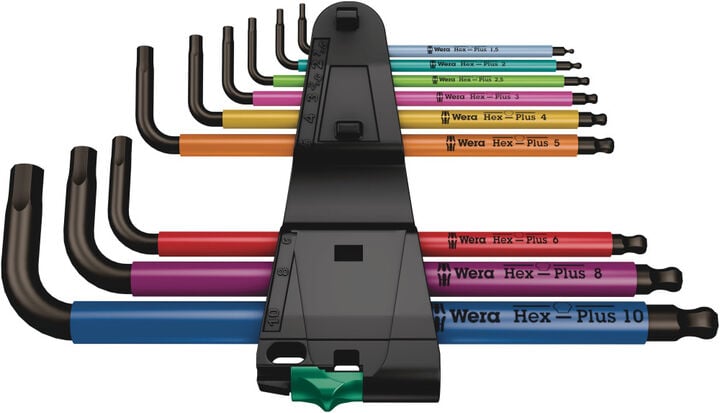 Wera Tools BlackLaser Metric 950/9 Hex-Plus Multicolor 1 L-Key Set 9pc, large image number 1