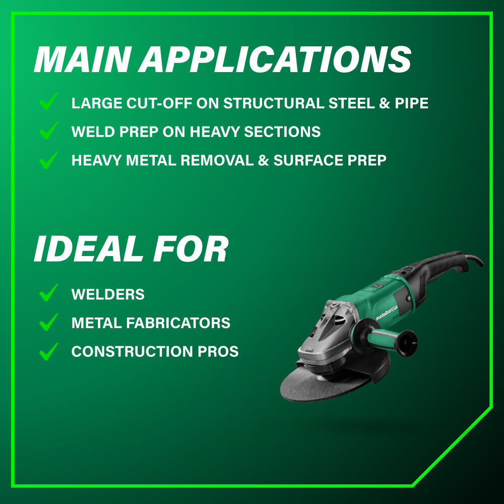 Metabo HPT Pro Series W 24-230 MVT 9 Inch Angle Grinder, large image number 6