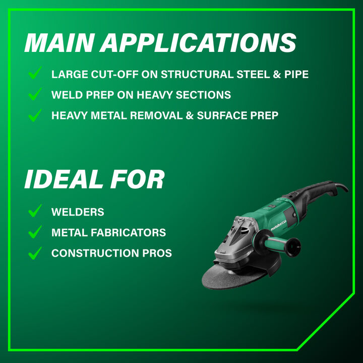 Metabo HPT Pro Series W 24-230 MVT 9 Inch Angle Grinder, large image number 5