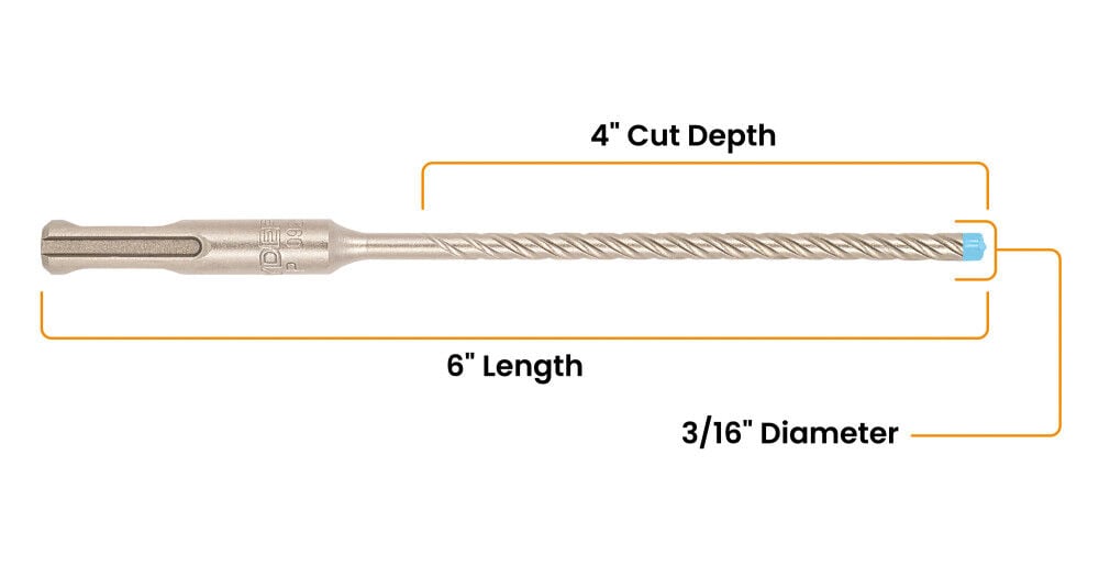 Spyder 3/16 Inch x 6 Inch SDS-Plus Hammer Drill Bit, 4 Full Carbide Cutter, large image number 7