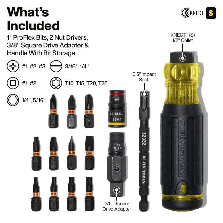 Klein Tools KNECT 16-in-1 Impact Rated Hybrid Screwdriver/Nut Driver, large image number 1