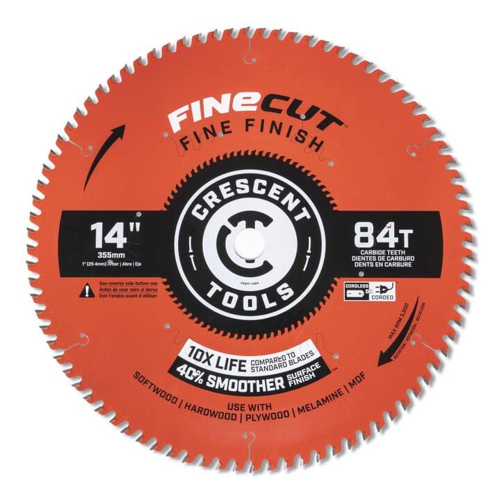 Crescent Circular Saw Blade 14in x 84 Tooth Fine Cut Fine Finishing