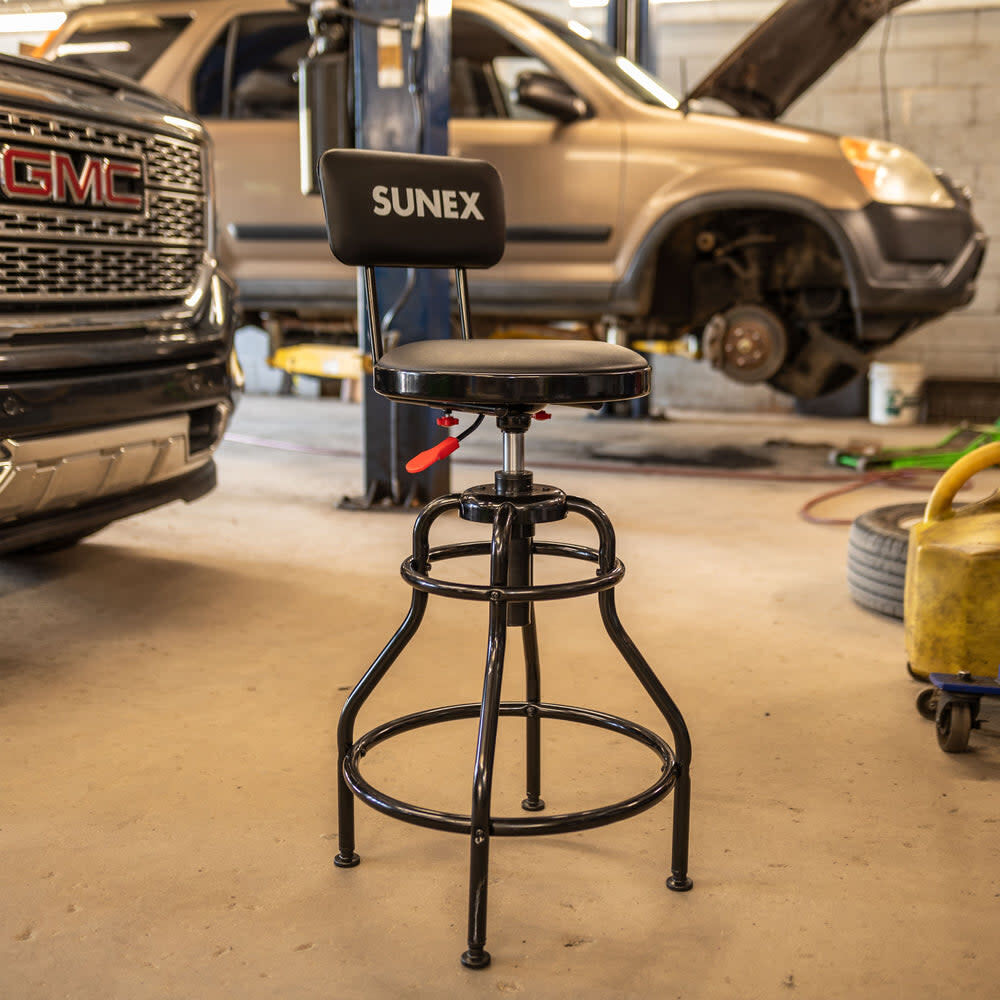 Sunex Hydraulic Adjustable Shop Stool with Back Black & Red, large image number 15