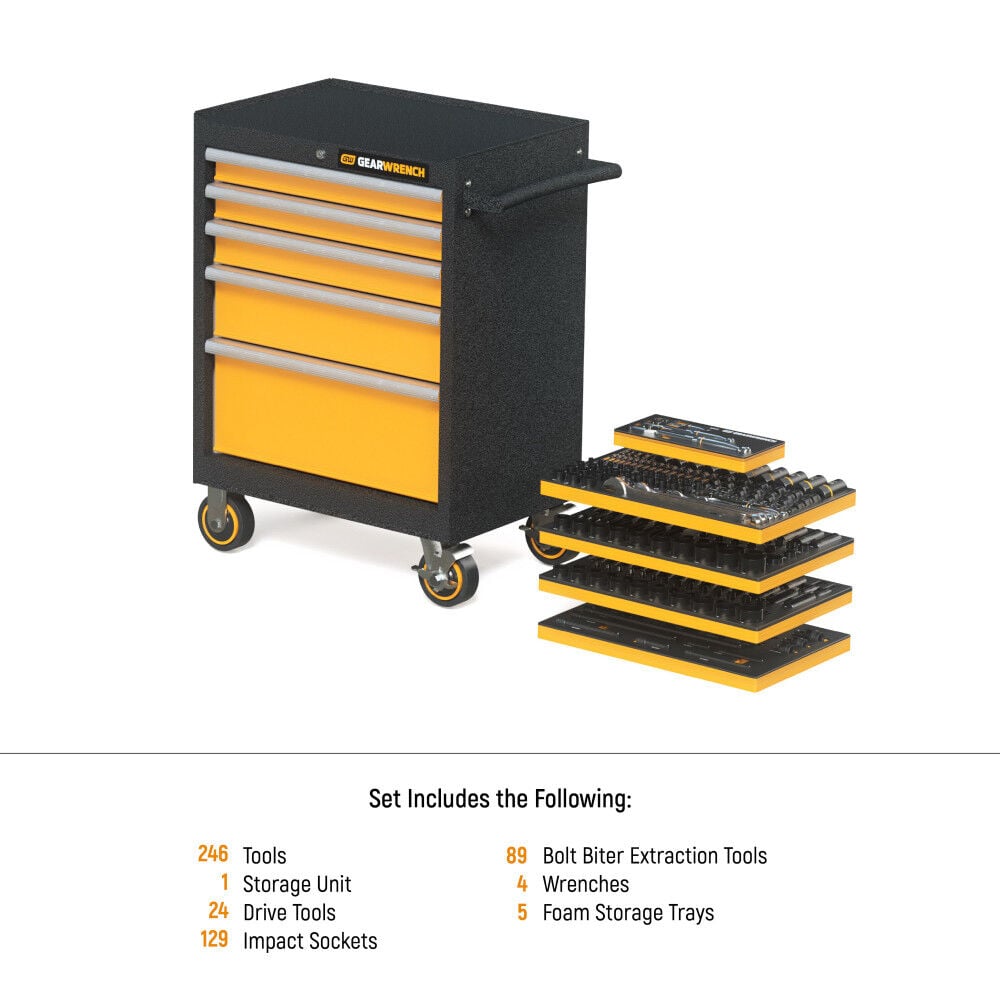 GEARWRENCH 247 Piece MEGAMOD Mechanics Tool Set in Modular Foam Trays With Storage Unit, large image number 2