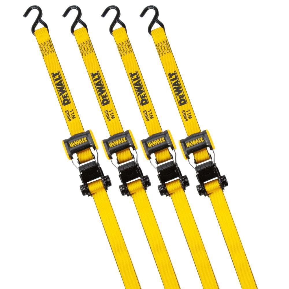 DEWALT 1.25in x 12′ Ratchet Tie Down Straps 1800 LB Break Strength 4 Pack – DXBC18004