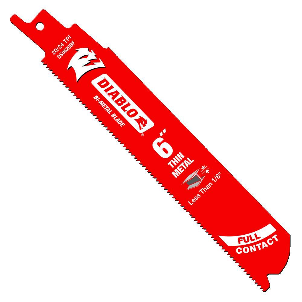 Diablo Tools 6 Inch 20/24 TPI Bi-Metal Reciprocating Blade for Thin Metal, 5 Pieces, large image number 1