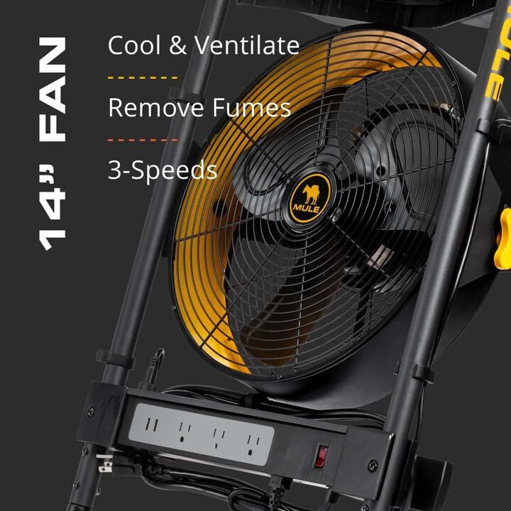 Mule 2500 Cfm 0.52A 3 Speed Corded Mobile Workshop Fan, large image number 4