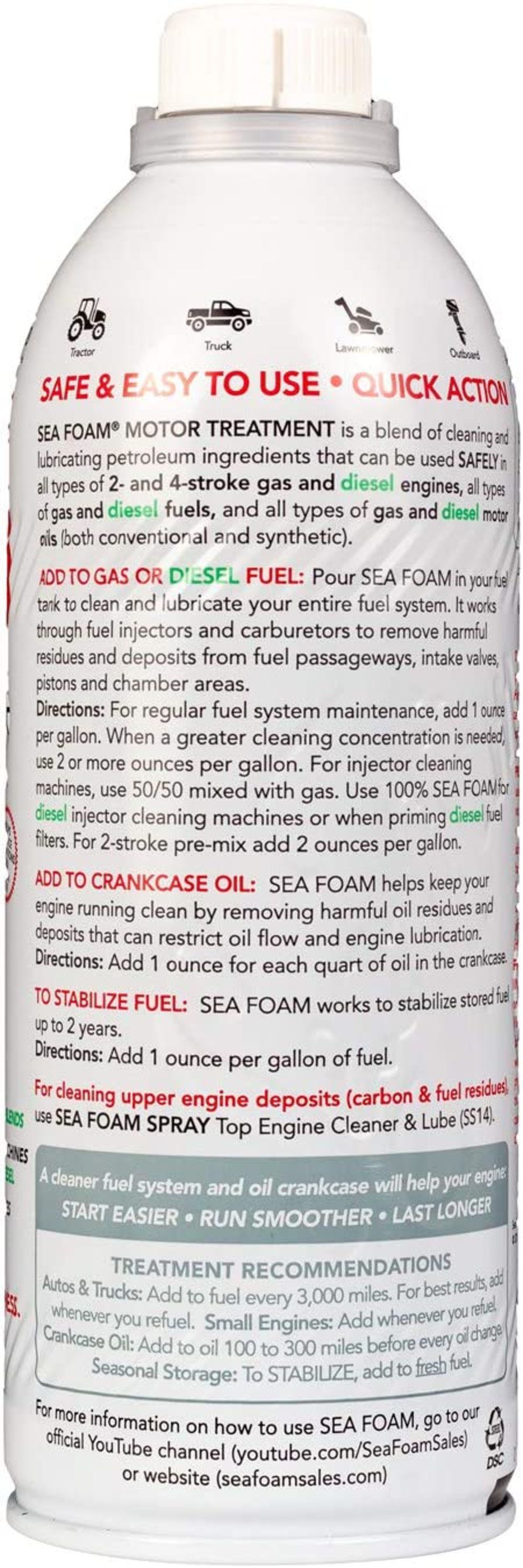 Seafoam SF 16 Sea Foam Motor Treatment 16oz SF16 Acme Tools