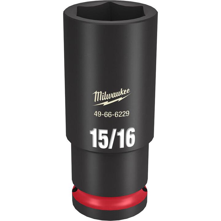 Milwaukee Impact Socket 1/2in Drive 15/16in Deep 6 Point