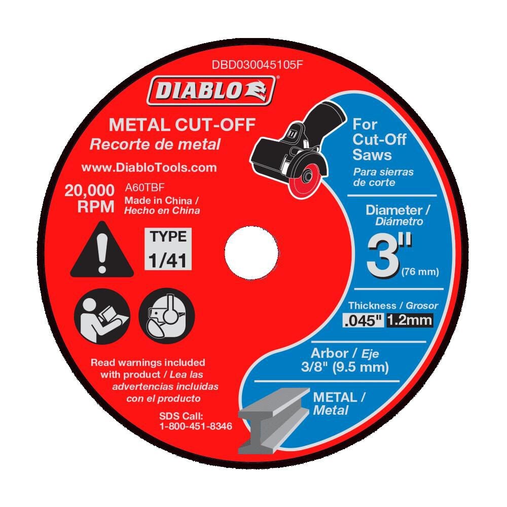 Diablo Tools 3 Inch Metal Cut Off Disc Thin Kerf 5 Pack, large image number 1
