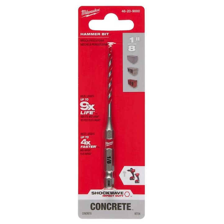 Milwaukee SHOCKWAVE Carbide Hammer Drill Bit 1/8inchx2inchx3-1/2inch, large image number 8