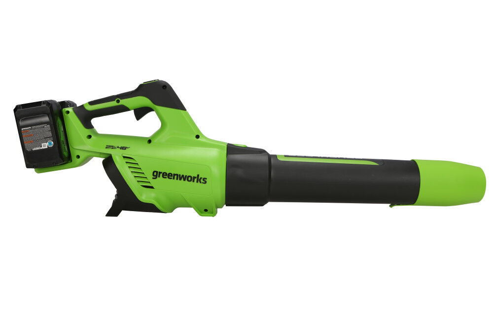 Greenworks 48V 585 CFM Leaf Blower with 4Ah Battery 2pk & Dual Charger Kit, large image number 2