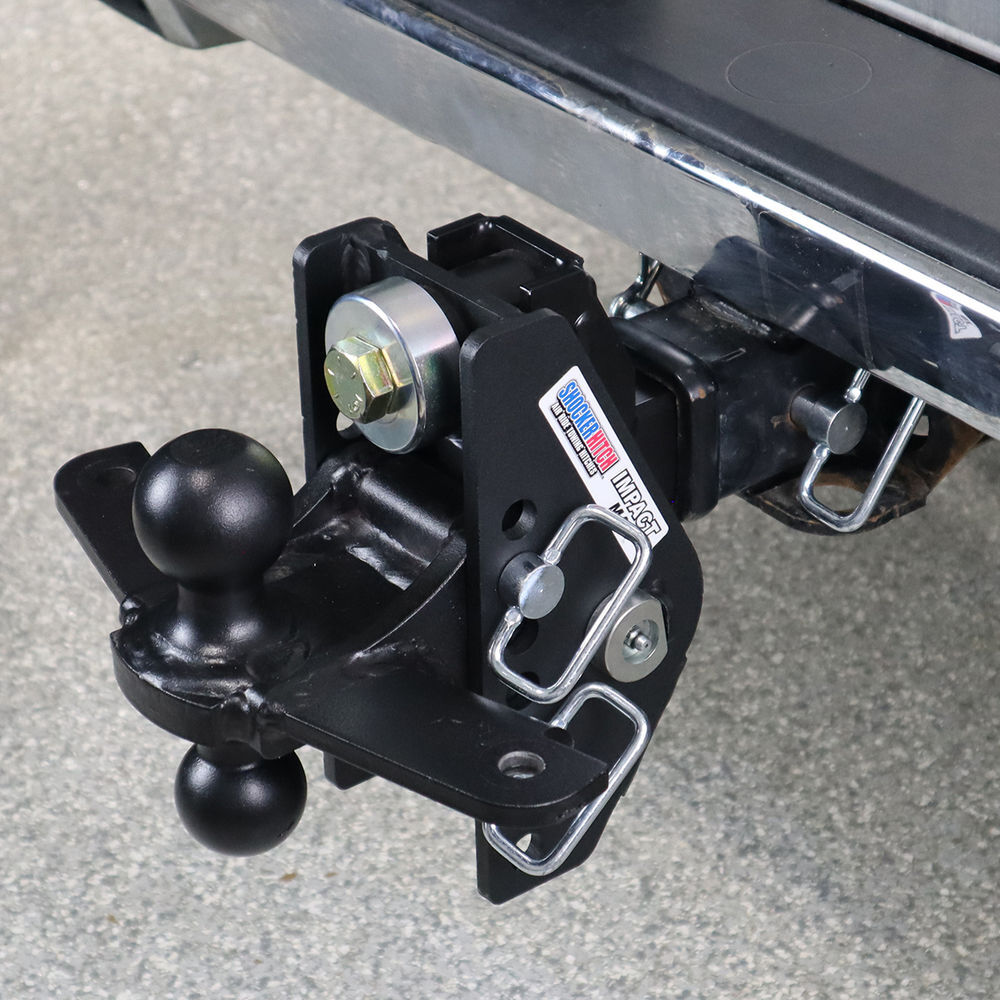 Shocker Hitch 20K Impact Max 2 Inch Cushion Hitch & Black Combo Sway Bar Tab Ball Mount 2 Inch & 2 5/16 Inch Hitch Balls, large image number 2