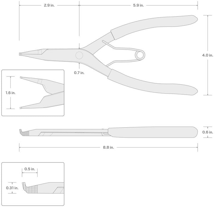 Tekton 9 Inch Curved Tip Lock Ring Pliers, large image number 6