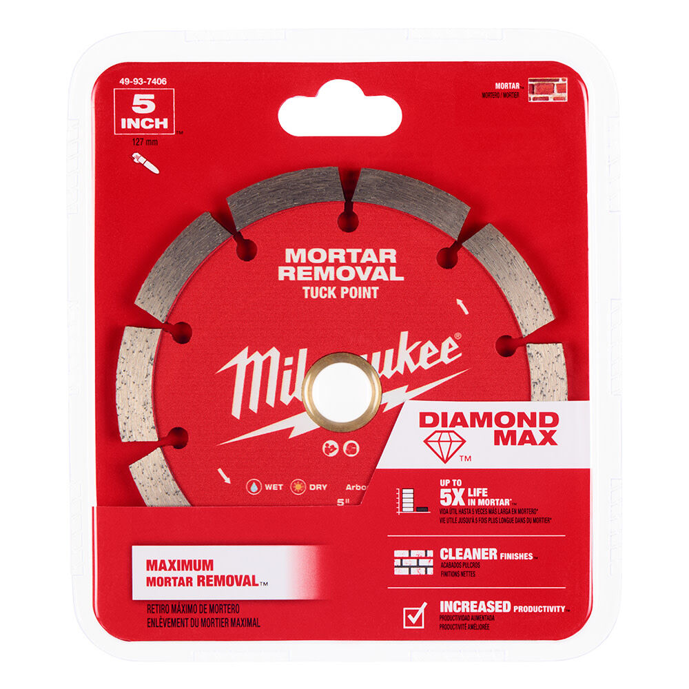 Milwaukee Diamond Max 5 Inch Segmented Rim Diamond Tuck Point Blade for Mortar, large image number 7