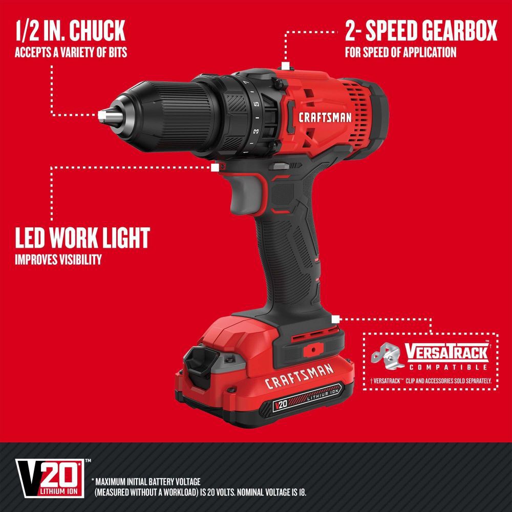 CRAFTSMAN V20 Cordless 8-Tool Combo Kit with Two 2.0 Ah Batteries and Charger, large image number 11