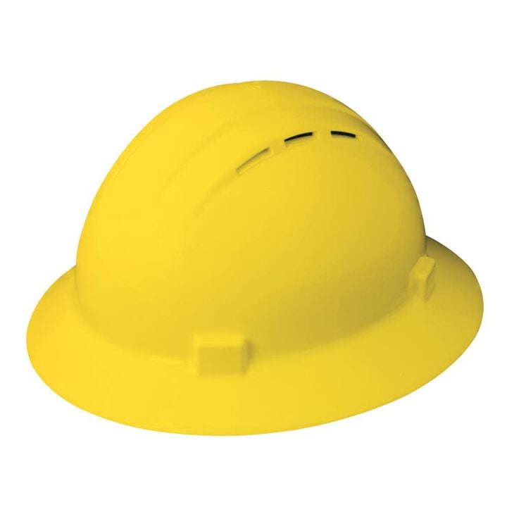 Delta Plus Americana Full Brim Vented Hard Hat with 4 Point Ratchet Suspension Yellow