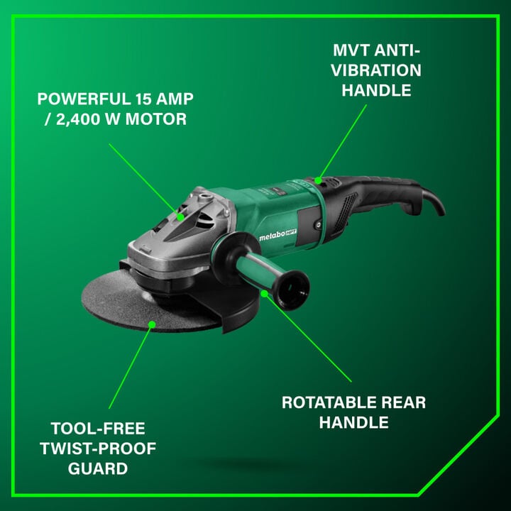 Metabo HPT Pro Series W 24-230 MVT 9 Inch Angle Grinder, large image number 2