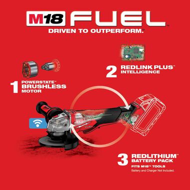 Milwaukee M18 FUEL 4 1/2inch / 5inch Braking Grinder Paddle Switch No Lock Bare Tool, large image number 3