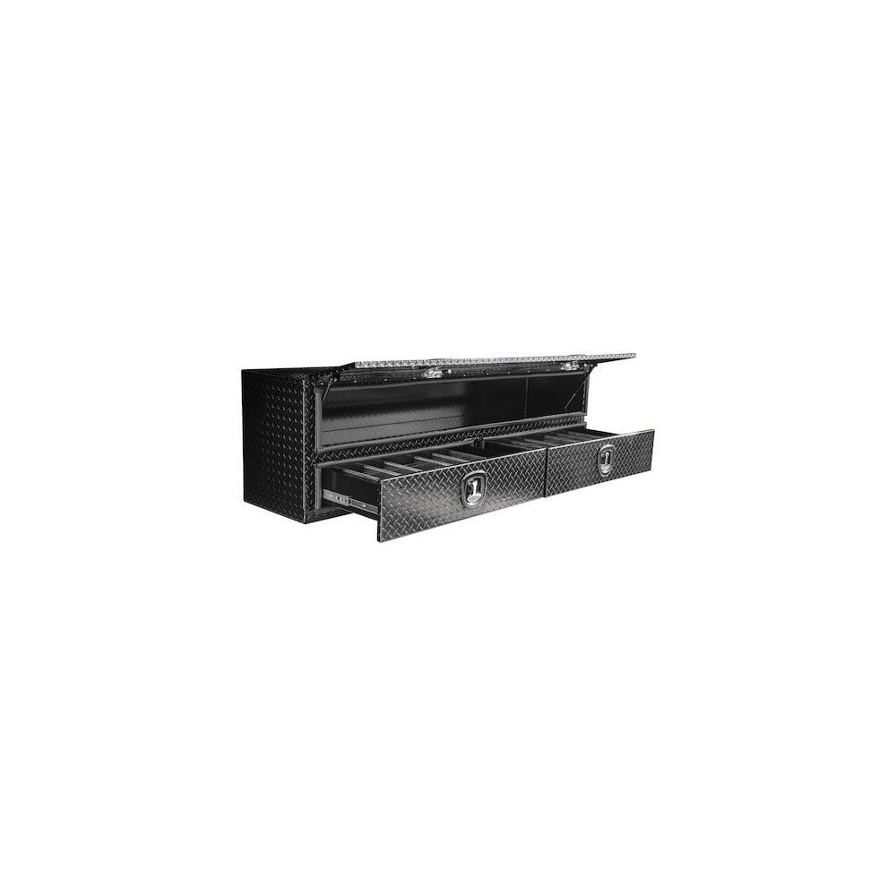 Buyers Products Company 21x18x72 Inch Gloss Black Diamond Tread Aluminum Heavy-Duty Flatbed Contractor With Lower Drawers, large image number 2