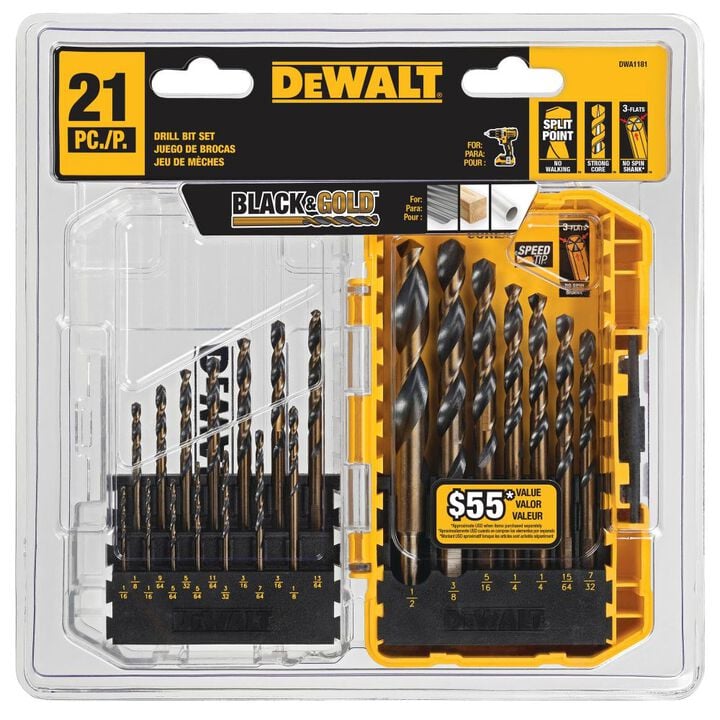 DEWALT Black and Gold Twist Drill Bit Set 21-Piece Set, large image number 10