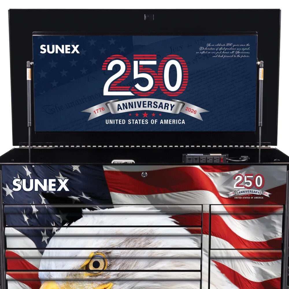 Sunex JUIC'D BOX 50 Inch 7 Drawer Powered Rolling Tool Cart with 250th USA Design, large image number 3