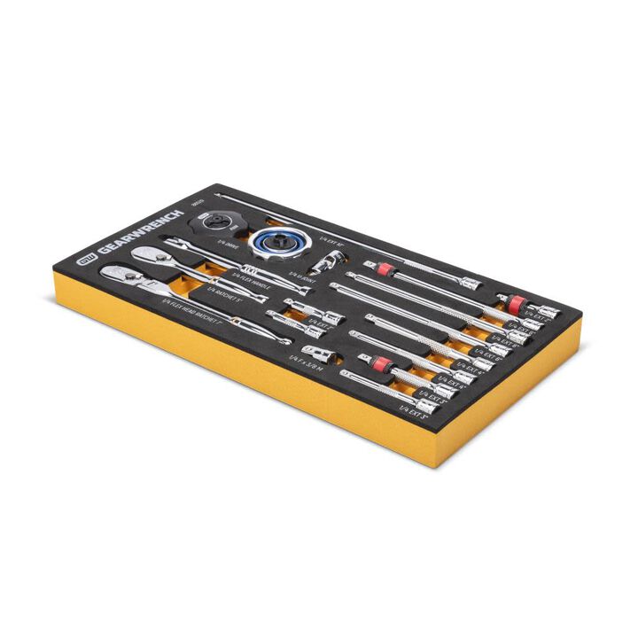 GEARWRENCH Ratchet & Drive Tool Set 1/4in 90T with EVA Foam Tray 18pc, large image number 15