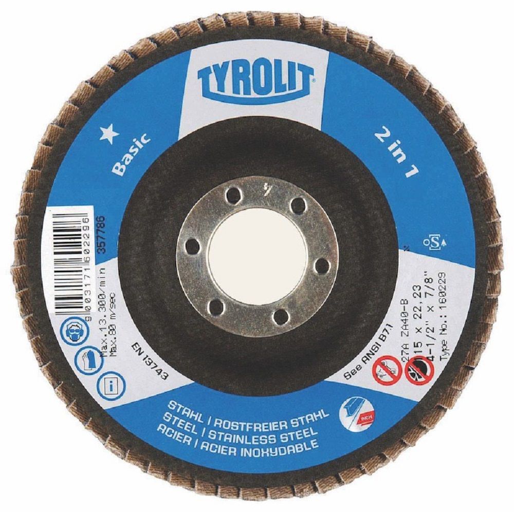 Diamond Products Tyrolit BASIC 2 in 1 Zirconia Flap Discs for Steel and Stainless Steel-Type 29, large image number 1