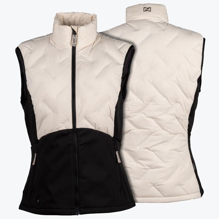 Mobile Warming Womens Aria Hybrid Black and Cream Heated Vest Kit Medium