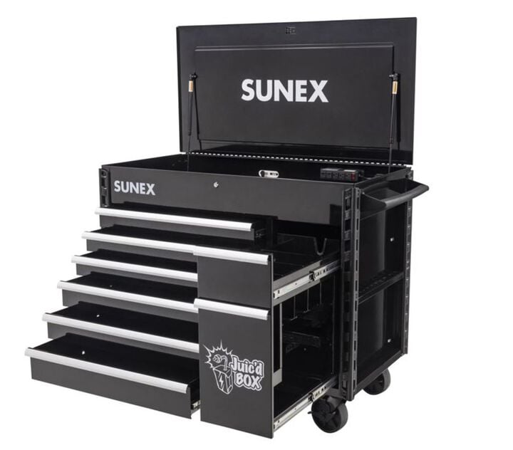 Sunex JUIC'D BOX 50 Inch 7 Drawer Powered Rolling Tool Cart
