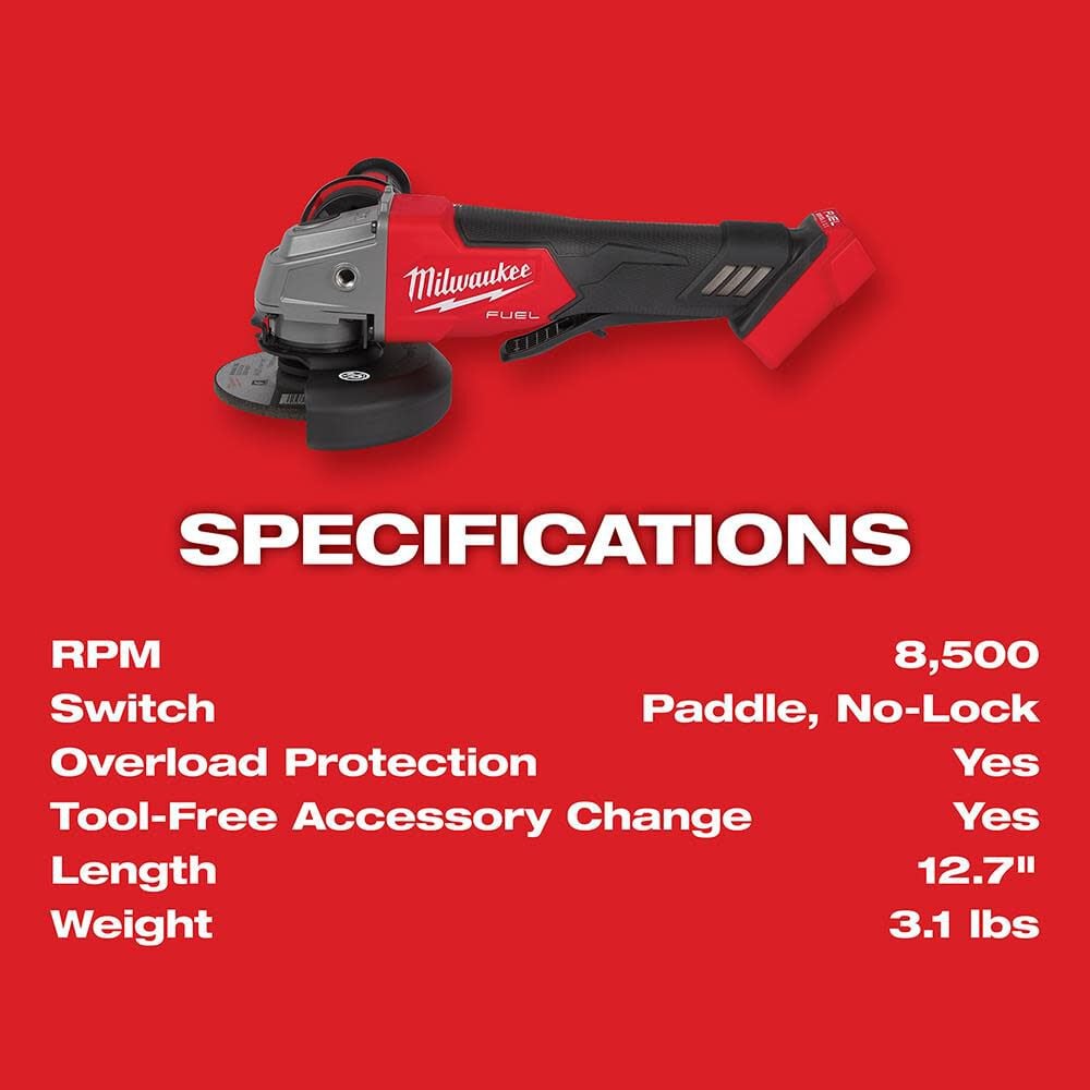 Milwaukee M18 Fuel 4 1 2inch 5inch Grinder Paddle Switch No Lock Bare Tool 2880 20 Simolary simolary.com 12