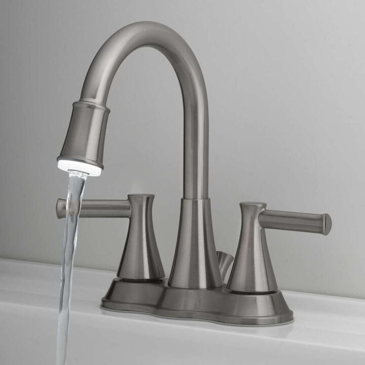 Oakbrook LED Bathroom Sink Faucet Two Handle Brushed Nickel, large image number 2