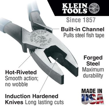 Klein Tools Linemans Pliers Fish Tape Pulling, large image number 1
